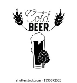 cold beer label isolated icon