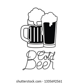 cold beer label isolated icon