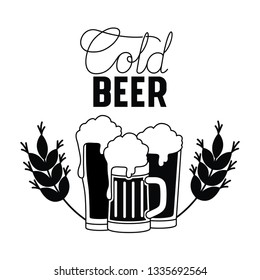 cold beer label isolated icon