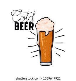 cold beer label isolated icon