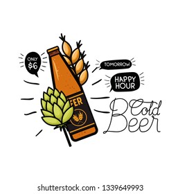 cold beer label isolated icon