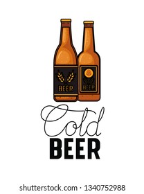 cold beer label isolated icon