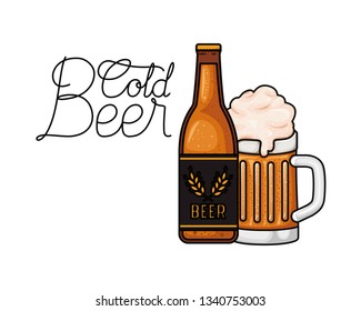 cold beer label isolated icon