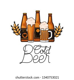 cold beer label isolated icon