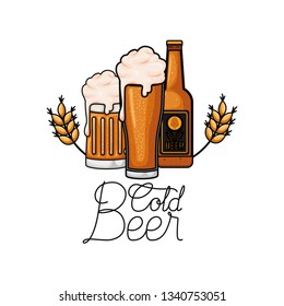 cold beer label isolated icon