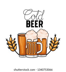 cold beer label isolated icon