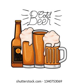 cold beer label isolated icon