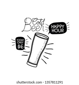 cold beer label isolated icon