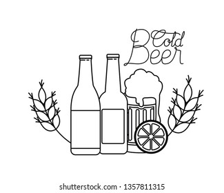 cold beer label isolated icon