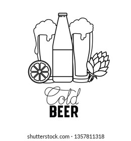 cold beer label isolated icon