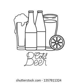 cold beer label isolated icon