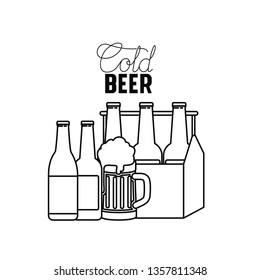 cold beer label isolated icon