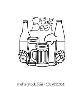 cold beer label isolated icon