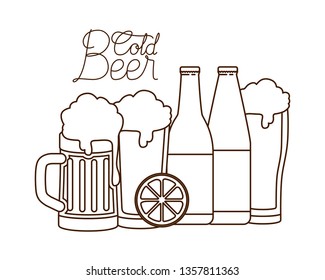 cold beer label isolated icon