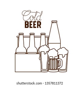 cold beer label isolated icon