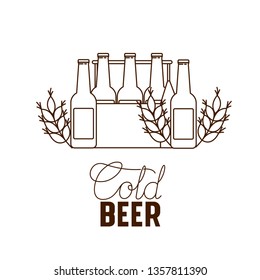 cold beer label isolated icon