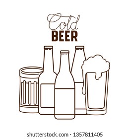 cold beer label isolated icon