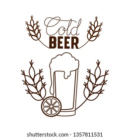 cold beer label isolated icon