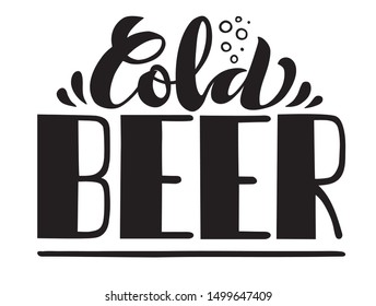 Cold Beer lettering typography poster. Celebration for card, postcard, event icon logo or badge.