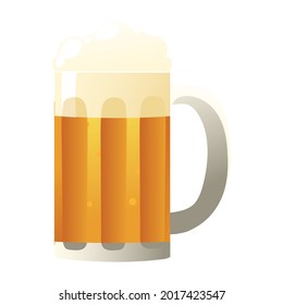 cold beer mug with foam isolated