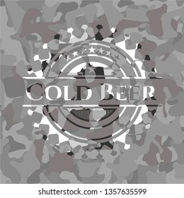 Cold Beer on grey camouflage texture
