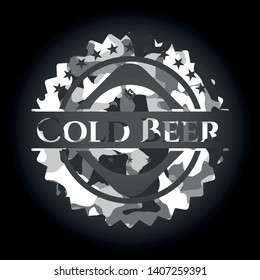 Cold Beer on grey camouflage texture