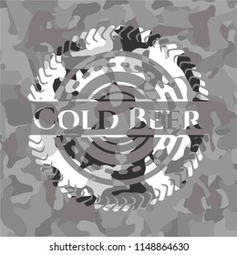 Cold Beer on grey camouflaged texture