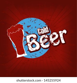 cold beer over red background vector illustration
