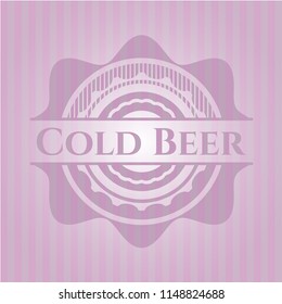 Cold Beer pink emblem. Retro