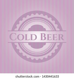 Cold Beer pink emblem. Vintage. Vector Illustration. Detailed.