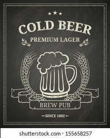 Cold beer poster on chalkboard