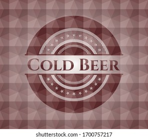 Bandera de color rojo Cerveza fría sin fisuras con fondo geométrico.