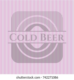 Cold Beer retro pink emblem