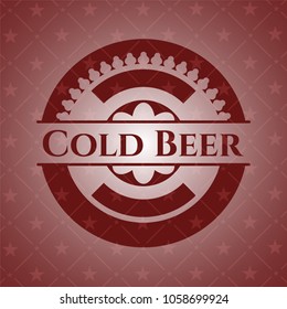 Cold Beer retro style red emblem