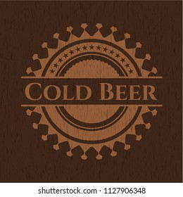 Cold Beer retro wood emblem