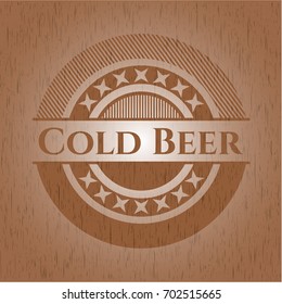 Cold Beer retro wooden emblem