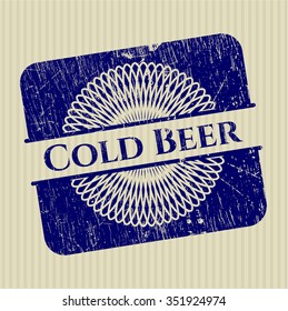 Cold Beer rubber stamp with grunge texture
