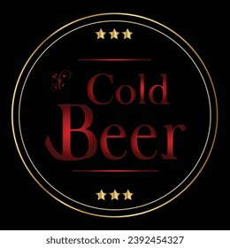 Cold Beer Sign with Gold Stars on Black