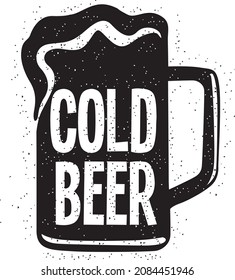   Cold beer sign - sketchy vector illustration. 