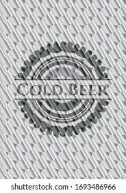 Cold Beer silver emblem. Scales pattern. Vector Illustration. Detailed.