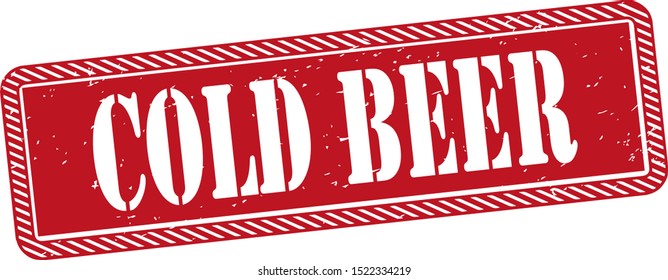 Cold Beer square Rubber Stamp on a white background