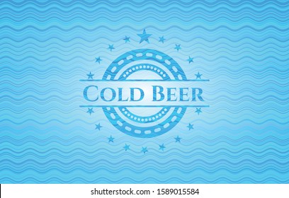 Cold Beer water wave concept badge. Vector Illustration. Detailed.