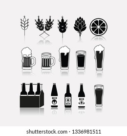 cold beers set icons