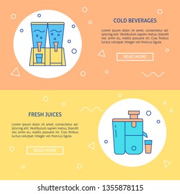 Cold beverage appliances theme banner templates in line style
