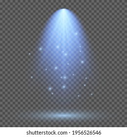 Luz azul frío y foco. Efectos de iluminación de escena en un fondo transparente oscuro. Ilustración del vector