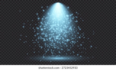 Luz azul fria com holofote. Efeitos de iluminação da cena em um fundo transparente escuro. Ilustração vetorial