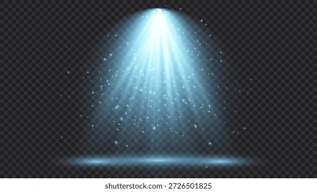 Luz azul fria com holofote. Efeitos de iluminação da cena em um fundo transparente escuro. Ilustração vetorial