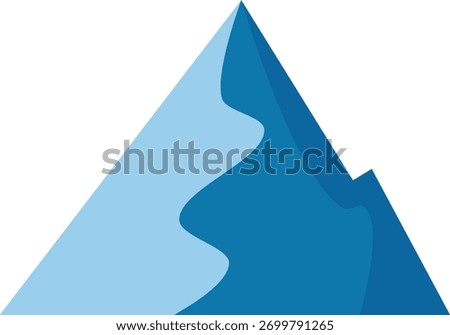  Cold blue mountain peak flat vector icon layered shades of ice and snow minimalist geometry winter nature adventure symbol isolated on black