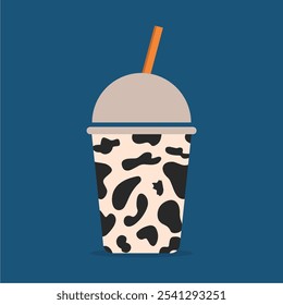 Cold boba drink vector illustration