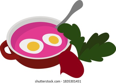 Borschut frío, ilustración, vector sobre fondo blanco
